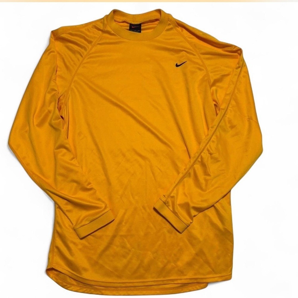 Vintage Nike Alpha Project Long Sleeve Tee Mens Medium Yellow‎ Made in USA FLAW